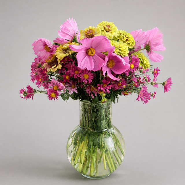Cosmos, zinnia, and mum bouquet